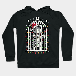 Cat in a Birdcage Merry Christmas Hoodie